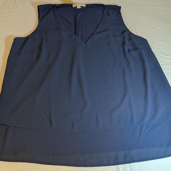 Michael Kors Deep Blue V-Neck Blouse - Picture 1 of 8